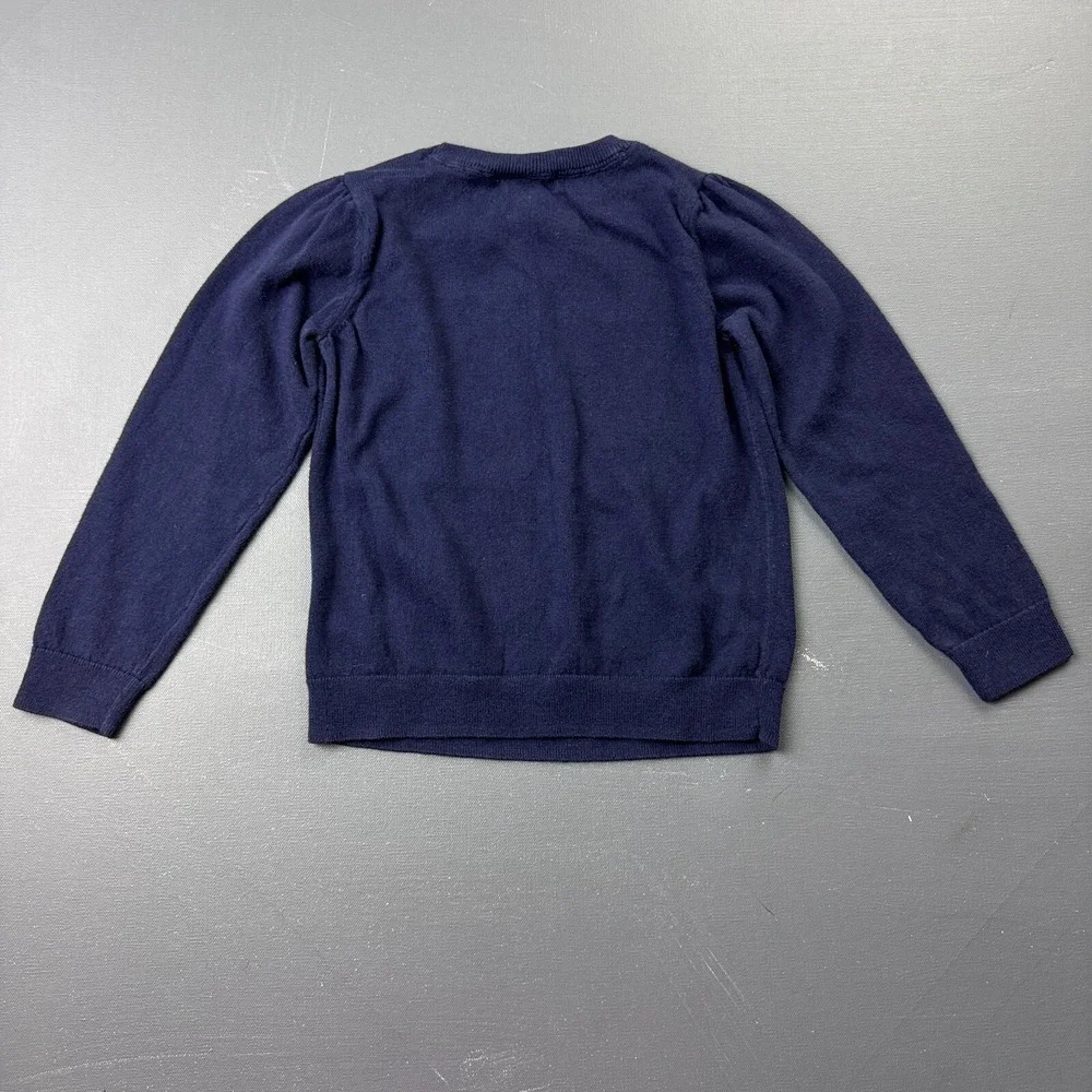Baby GAP Toddler Girls 5Y Navy Blue Knit Sweater Heart Stars Crewneck Pullover